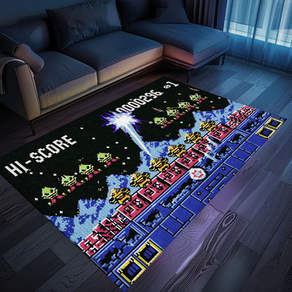 Dive into Gaming Nostalgia with 80s Arcade Carpet Featuring Space Invaders Theme, Perfect for Video Game Enthusiasts, Arcade Decor, Gift for Gamers, Video Game Lovers G221