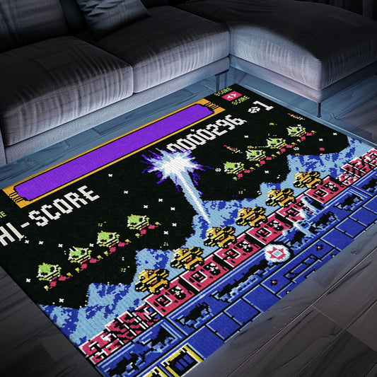 Dive into Gaming Paradise with 80s Arcade Carpet, a Tribute to the Iconic Space Invaders Game, Arcade Decor, Gift for Gamers, Video Game Lovers G220