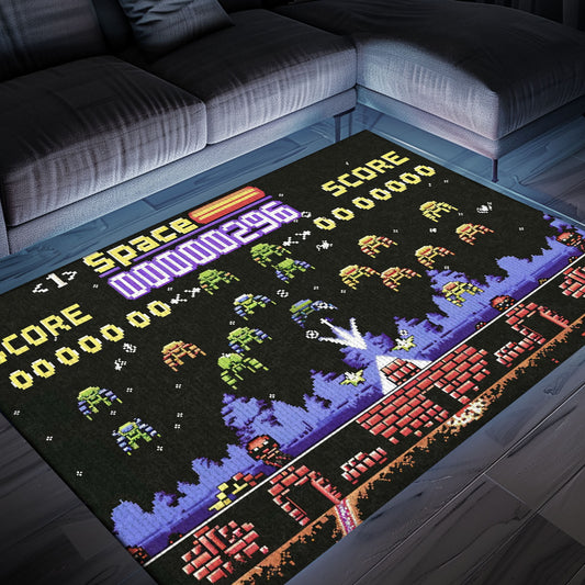 Enhance Your Gaming Den with 80s Arcade Carpet, Evoking the Excitement of Space Invaders, Arcade Decor, Gift for Gamers, Video Game Lovers G217