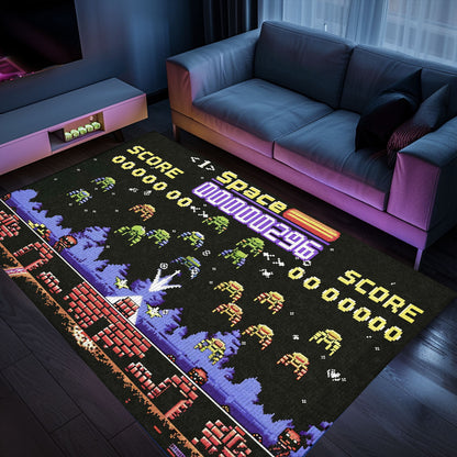 Enhance Your Gaming Den with 80s Arcade Carpet, Evoking the Excitement of Space Invaders, Arcade Decor, Gift for Gamers, Video Game Lovers G217