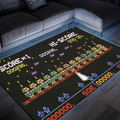 Indulge in Retro Gaming Culture with 80s Arcade Carpet Adorned with Space Invaders Artwork, Arcade Decor, Gift for Gamers, Video Game Lovers G218