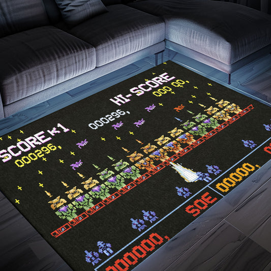 Indulge in Retro Gaming Culture with 80s Arcade Carpet Adorned with Space Invaders Artwork, Arcade Decor, Gift for Gamers, Video Game Lovers G218