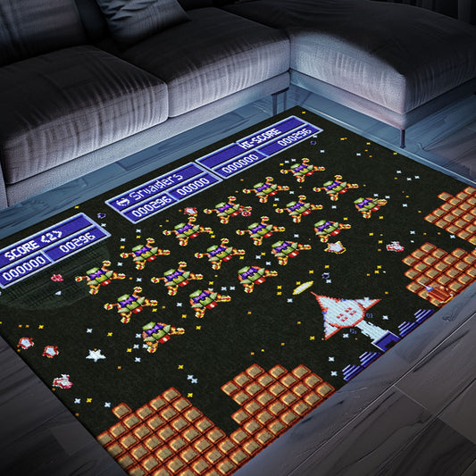 Make a Statement with 80s Arcade Carpet Infused with Space Invaders Aesthetic, Perfect for Gamers, Arcade Decor, Gift for Gamers, Video Game Lovers G215
