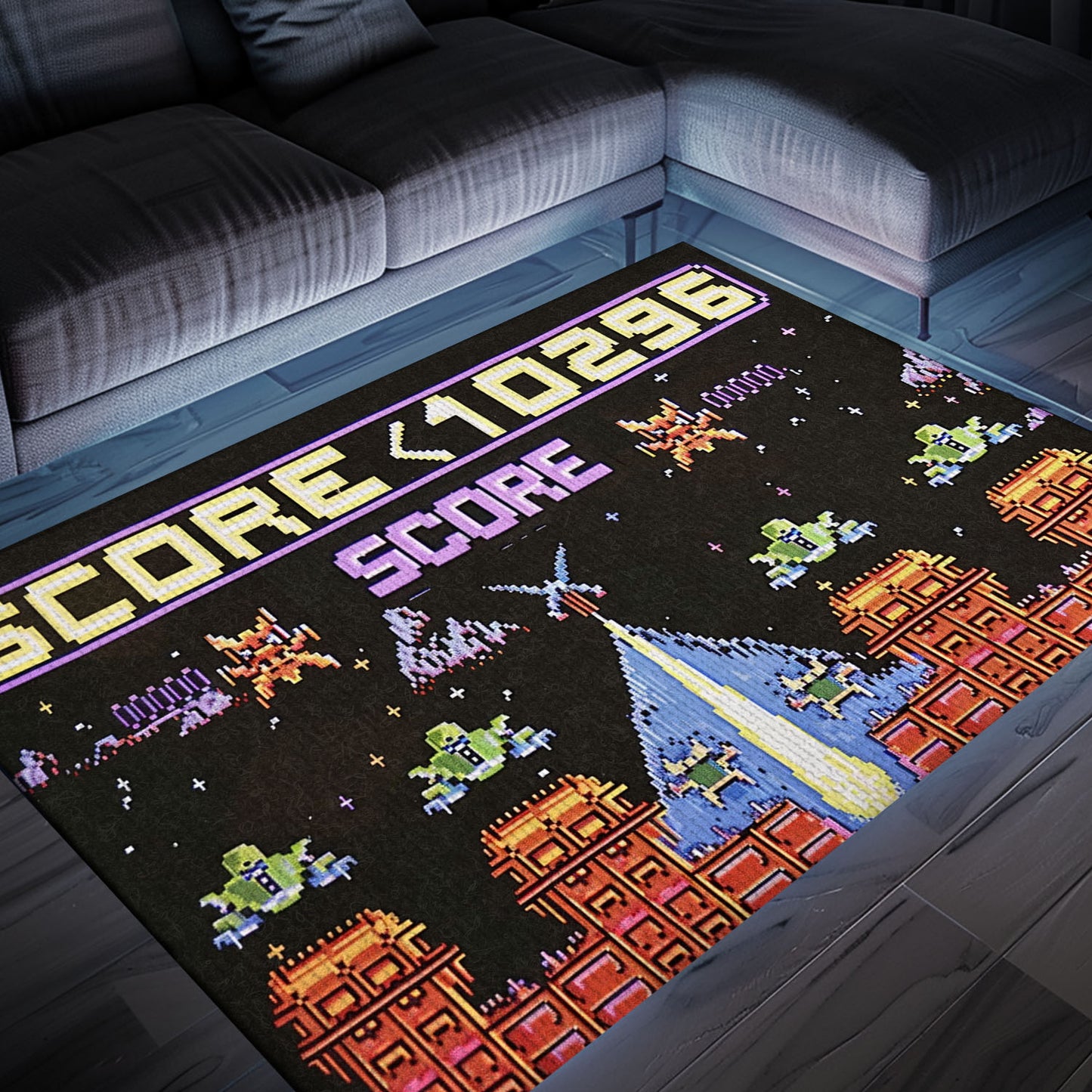 Create an Authentic Gaming Atmosphere with 80s Arcade Carpet Embracing Space Invaders Theme, Arcade Decor, Gift for Gamers, Video Game Lovers G212