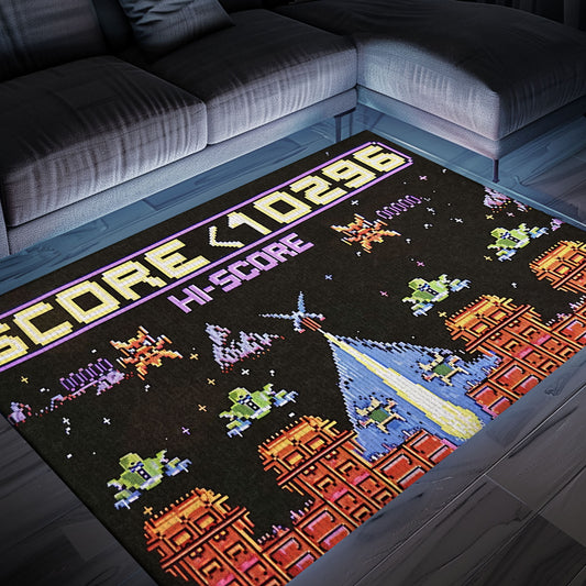 Personalize Your Space with 80s Arcade Carpet Featuring Space Invaders, Perfect for Gaming Enthusiasts, Arcade Decor, Gift for Gamers, Video Game Lovers G211