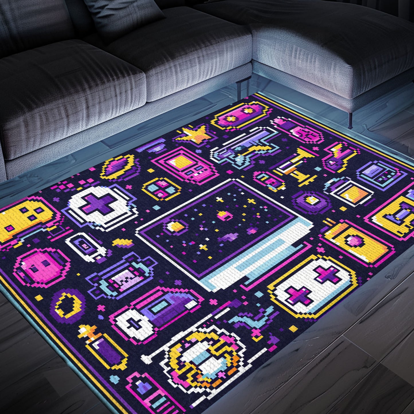 Elevate Your Gaming Setup with 80s Game Controller Inspired Room Rugs, Ideal for Video Game Enthusiasts, Arcade Decor, Gift for Gamers, Video Game Lovers G209