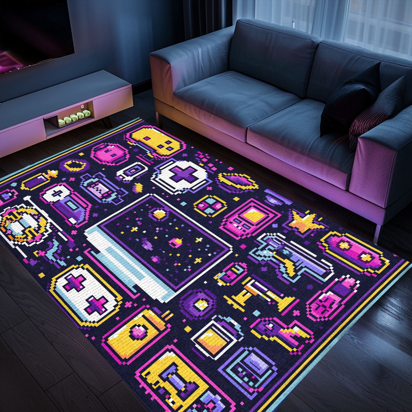 Elevate Your Gaming Setup with 80s Game Controller Inspired Room Rugs, Ideal for Video Game Enthusiasts, Arcade Decor, Gift for Gamers, Video Game Lovers G209