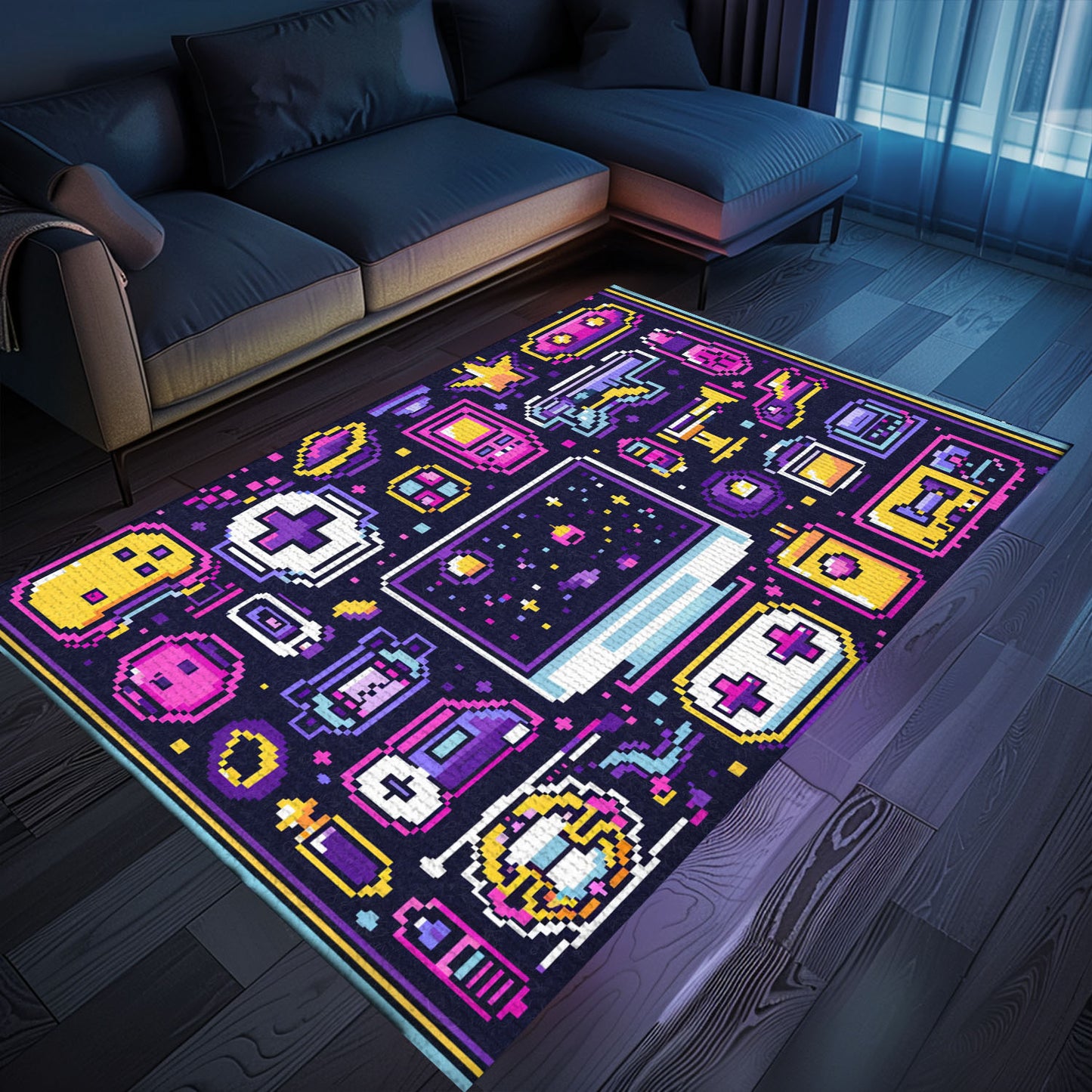 Elevate Your Gaming Setup with 80s Game Controller Inspired Room Rugs, Ideal for Video Game Enthusiasts, Arcade Decor, Gift for Gamers, Video Game Lovers G209