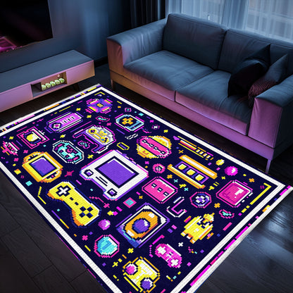 Bring Retro Gaming Home with 80s Game Controller Patterned Room Rugs, Ideal for Gamers' Sanctuaries, Arcade Decor, Gift for Gamers, Video Game Lovers G207