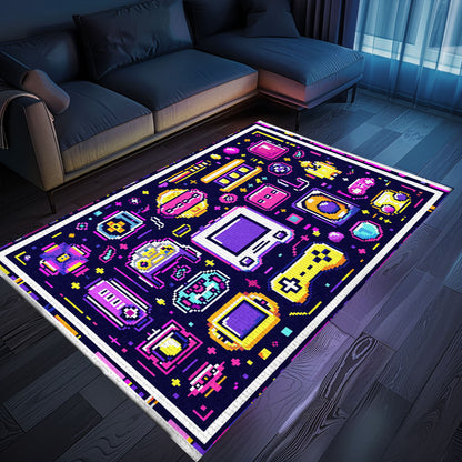 Bring Retro Gaming Home with 80s Game Controller Patterned Room Rugs, Ideal for Gamers' Sanctuaries, Arcade Decor, Gift for Gamers, Video Game Lovers G207