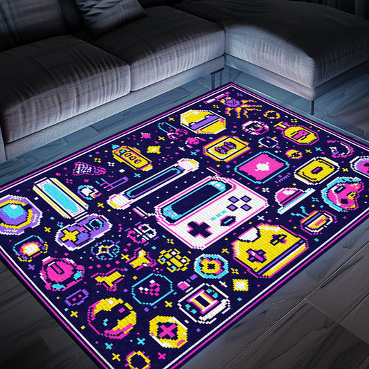 Level Up Your Decor with 80s Game Controller Styled Room Rugs, Enhancing Your Gaming Den, Arcade Decor, Gift for Gamers, Video Game Lovers G205