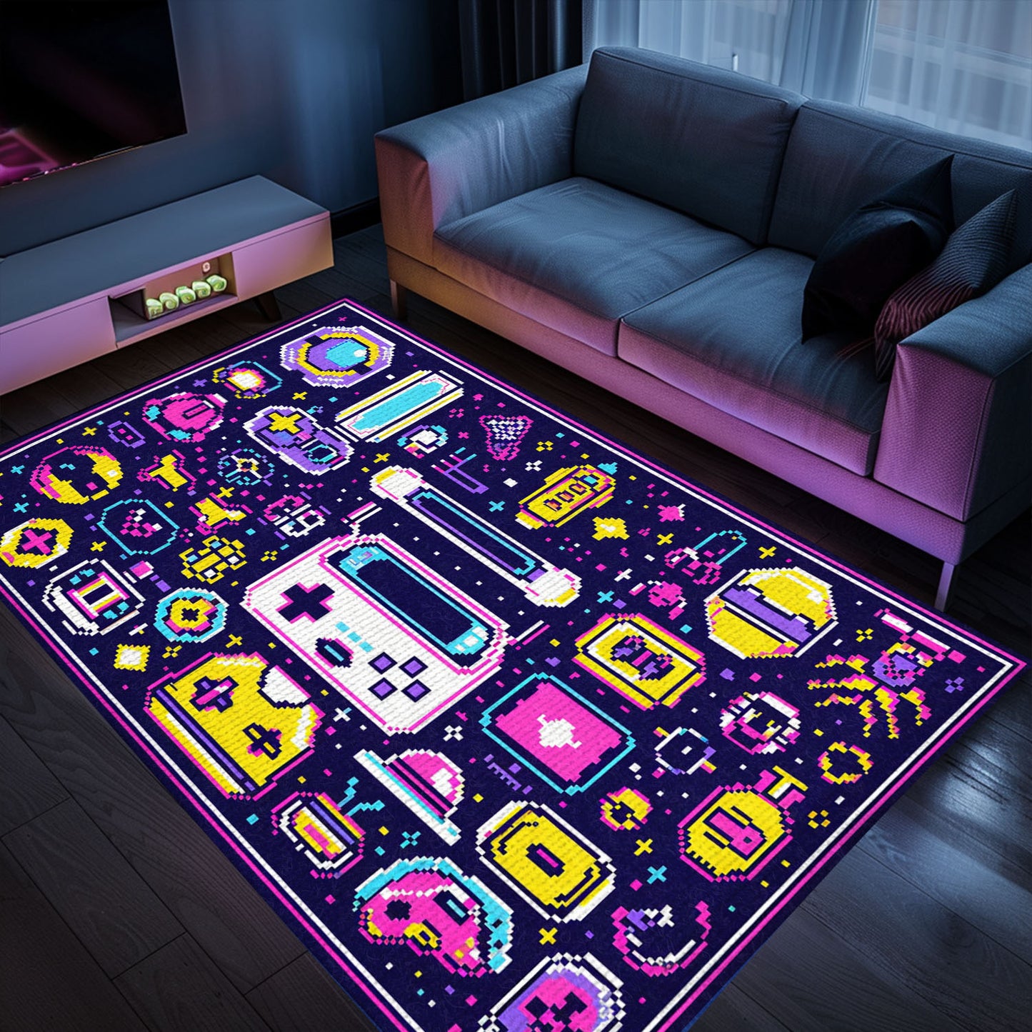 Level Up Your Decor with 80s Game Controller Styled Room Rugs, Enhancing Your Gaming Den, Arcade Decor, Gift for Gamers, Video Game Lovers G205