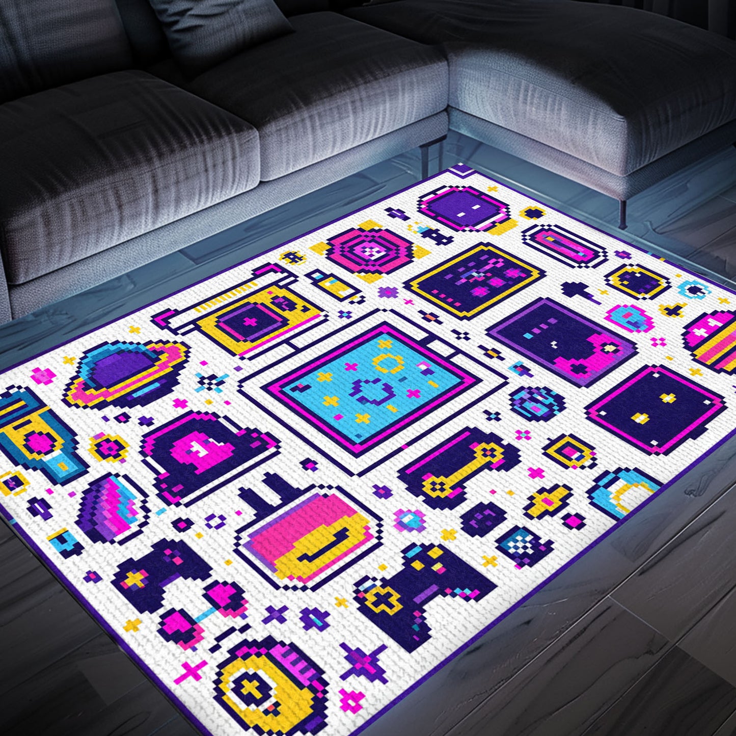 Immerse Yourself in Nostalgia with 80s Game Controller Design Rugs, Perfect for Arcade Vibes at Home, Arcade Decor, Gift for Gamers, Video Game Lovers G204