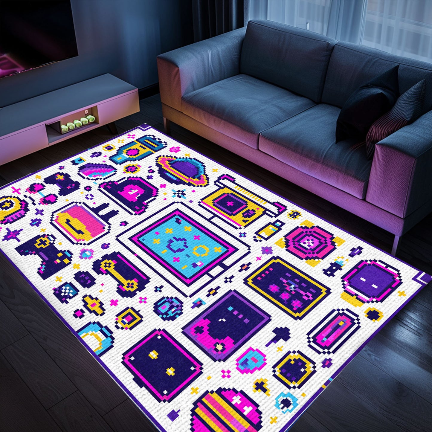 Immerse Yourself in Nostalgia with 80s Game Controller Design Rugs, Perfect for Arcade Vibes at Home, Arcade Decor, Gift for Gamers, Video Game Lovers G204