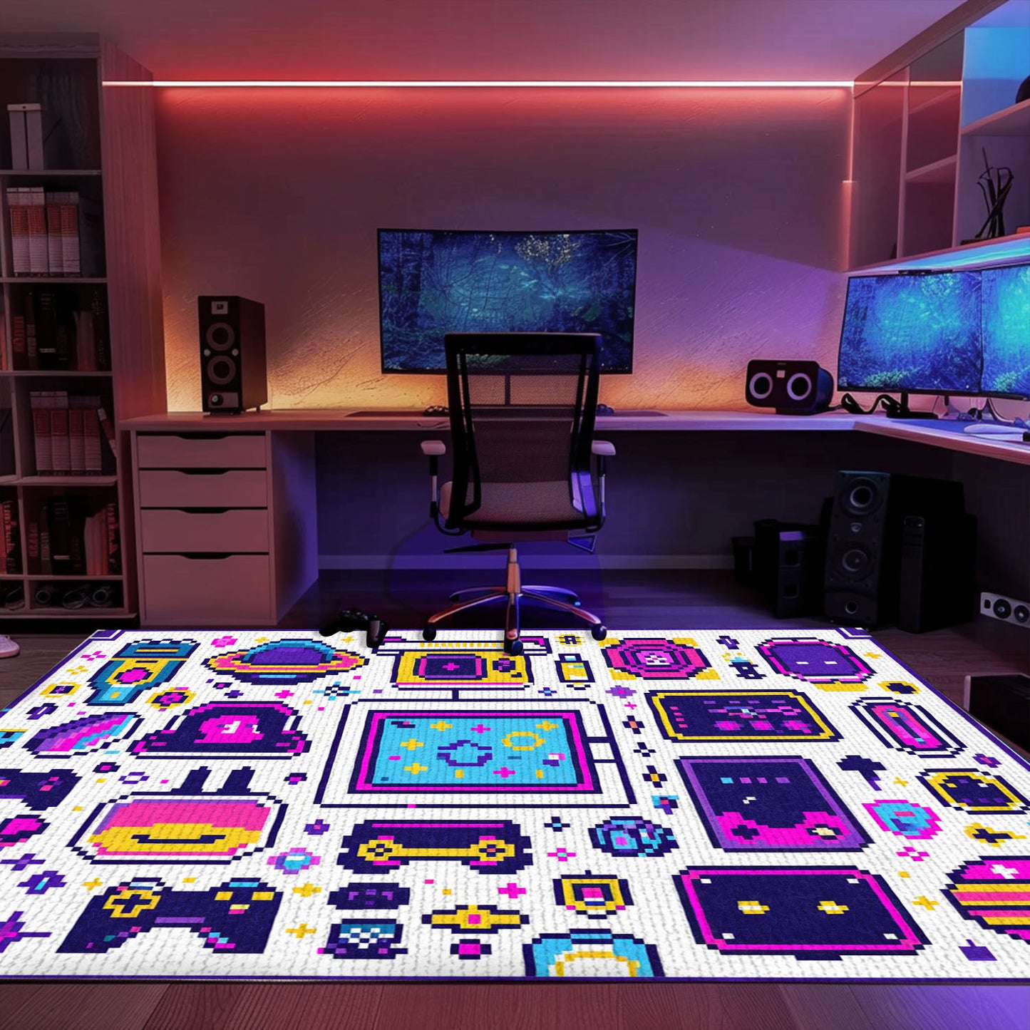 Immerse Yourself in Nostalgia with 80s Game Controller Design Rugs, Perfect for Arcade Vibes at Home, Arcade Decor, Gift for Gamers, Video Game Lovers G204