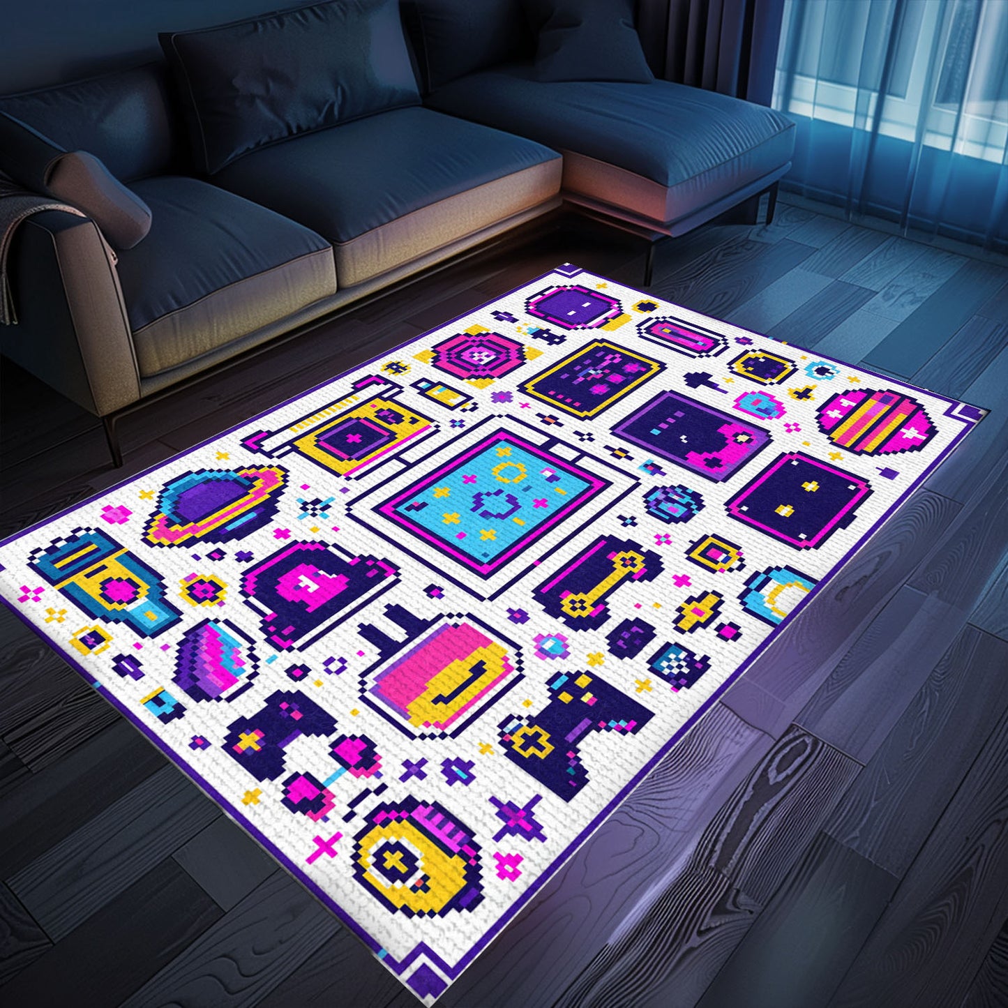 Immerse Yourself in Nostalgia with 80s Game Controller Design Rugs, Perfect for Arcade Vibes at Home, Arcade Decor, Gift for Gamers, Video Game Lovers G204