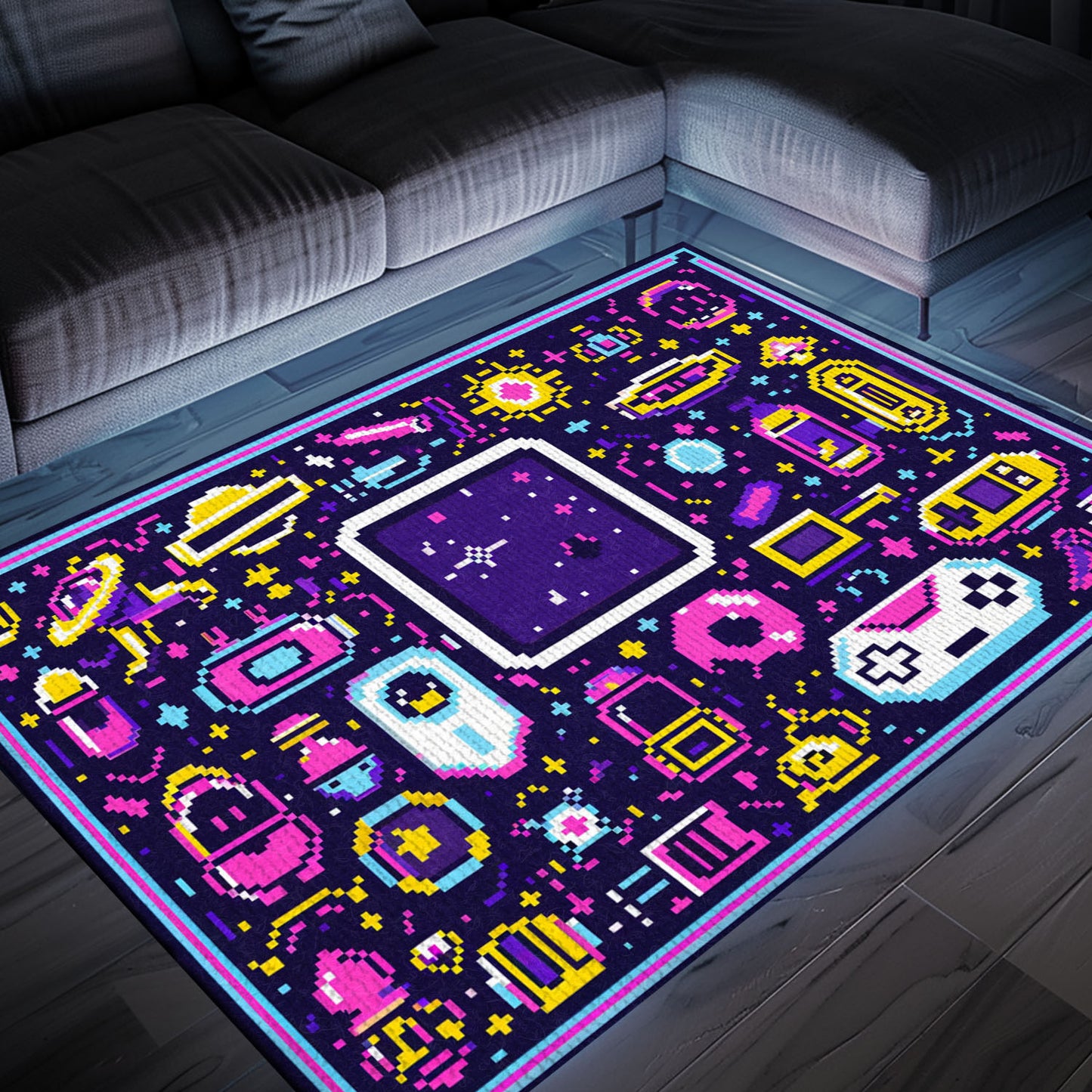 Personalize Your Space with 80s Game Controller Inspired Room Rugs, Perfect Gift for Video Game Fans, Arcade Decor, Gift for Gamers, Video Game Lovers G199