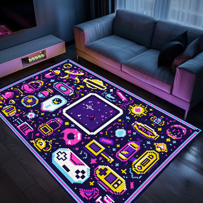 Personalize Your Space with 80s Game Controller Inspired Room Rugs, Perfect Gift for Video Game Fans, Arcade Decor, Gift for Gamers, Video Game Lovers G199