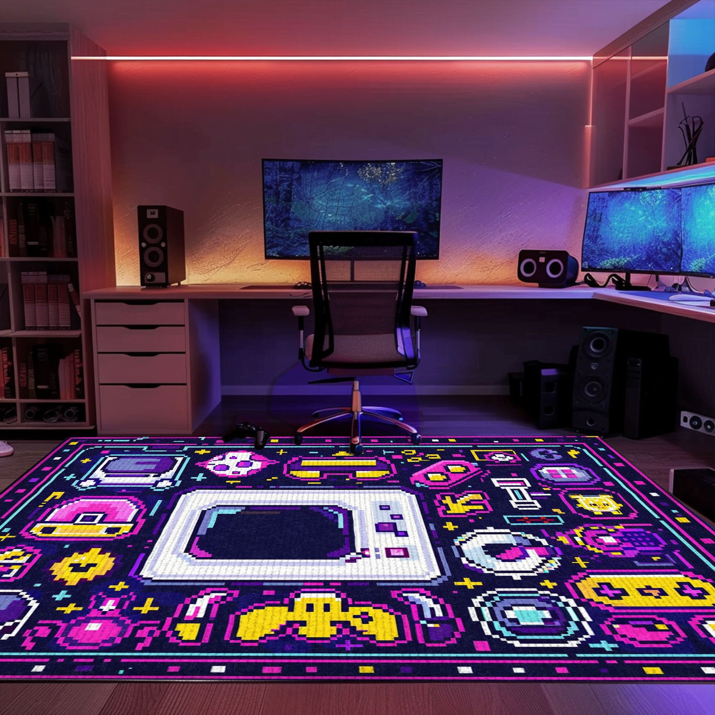 Transport Yourself to the Golden Era of Gaming with 80s Game Controller Themed Rugs, Ideal for Arcade Vibe, Arcade Decor, Gift for Gamers, Video Game Lovers G198