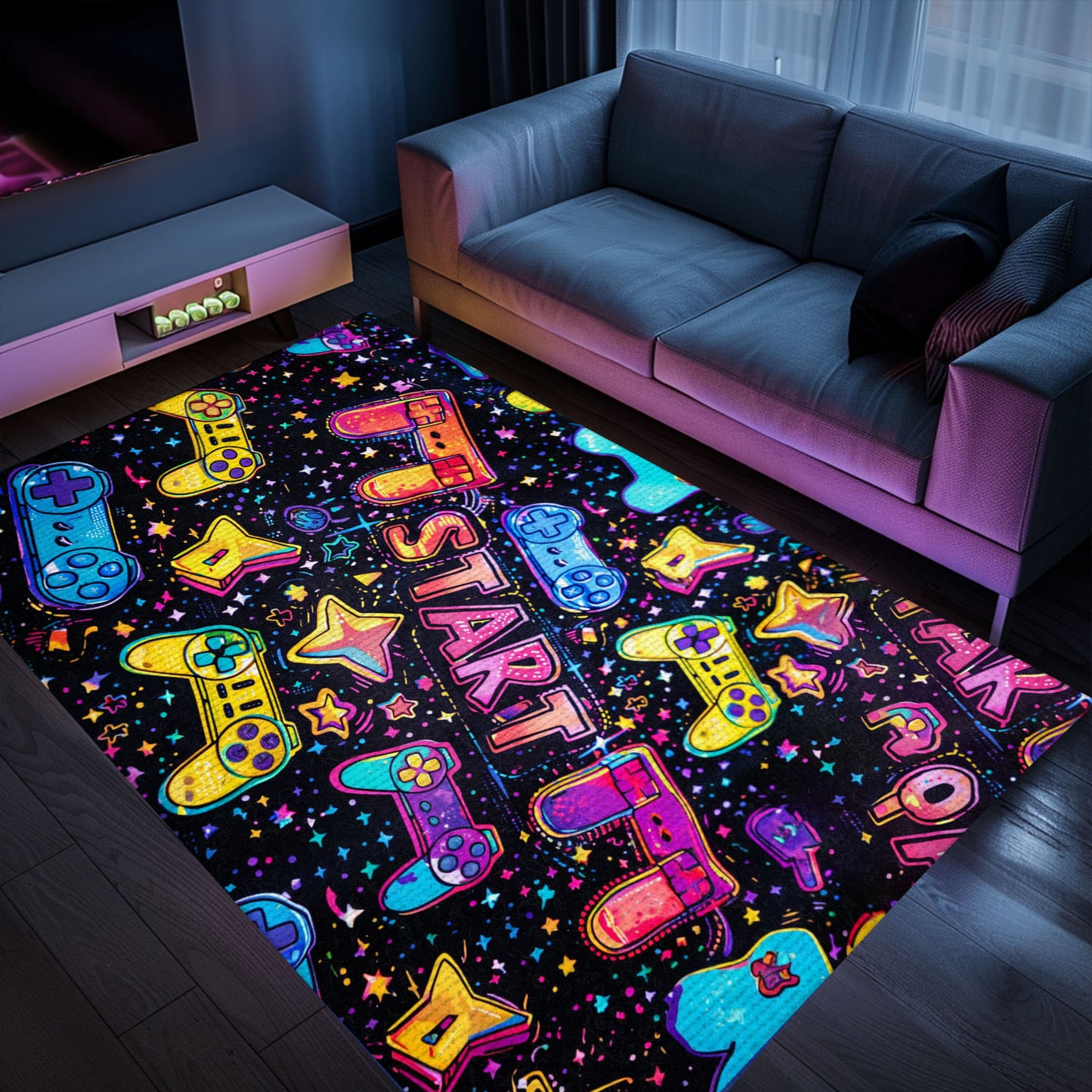 Channel Your Inner Gamer with 80s Game Controller Styled Room Rugs, Perfect for Gaming Enthusiasts, Arcade Decor, Gift for Gamers, Video Game Lovers G197