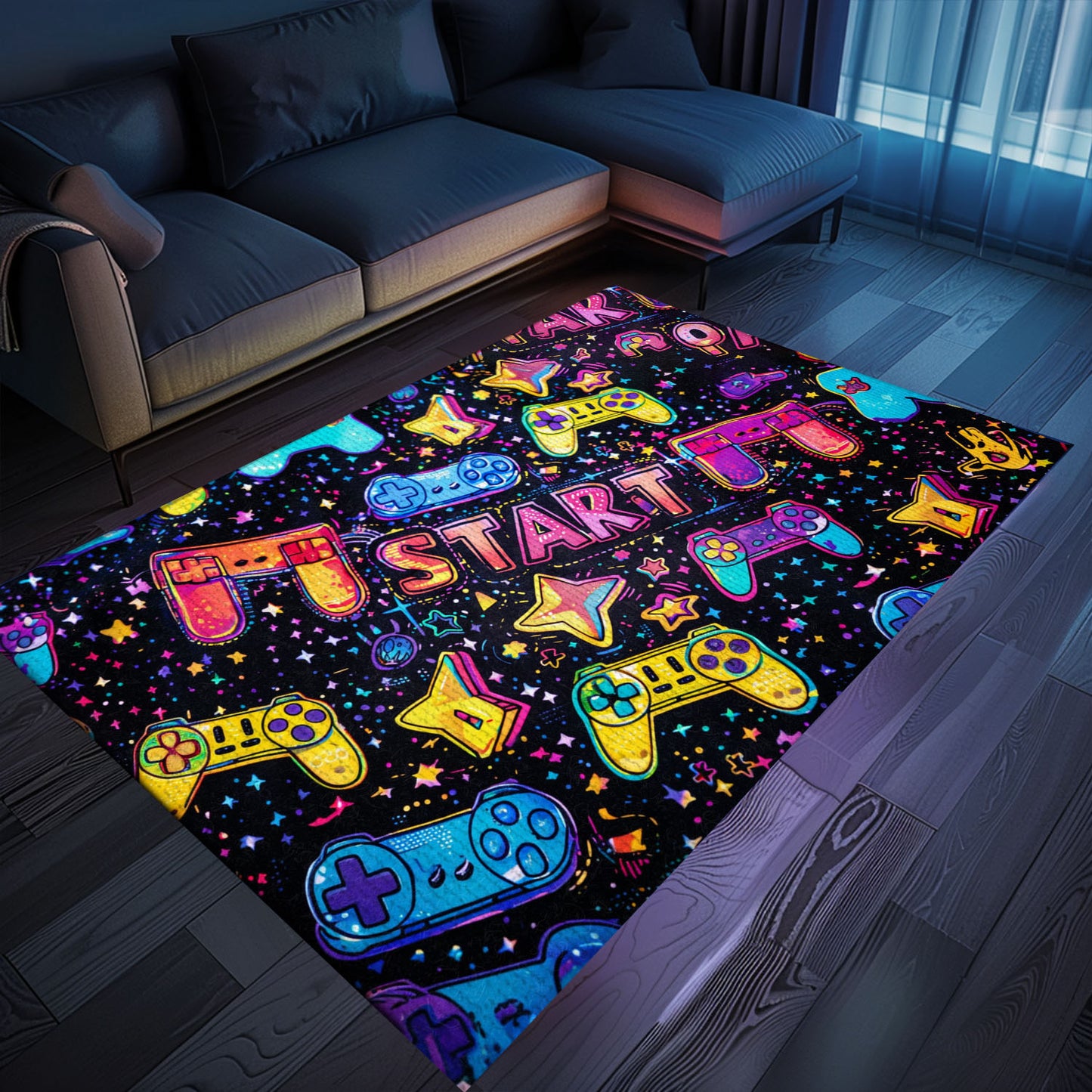 Channel Your Inner Gamer with 80s Game Controller Styled Room Rugs, Perfect for Gaming Enthusiasts, Arcade Decor, Gift for Gamers, Video Game Lovers G197