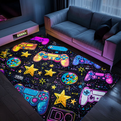 Create a Gaming Paradise at Home with 80s Game Controller Patterned Rugs, Ideal for Game Rooms, Arcade Decor, Gift for Gamers, Video Game Lovers G196