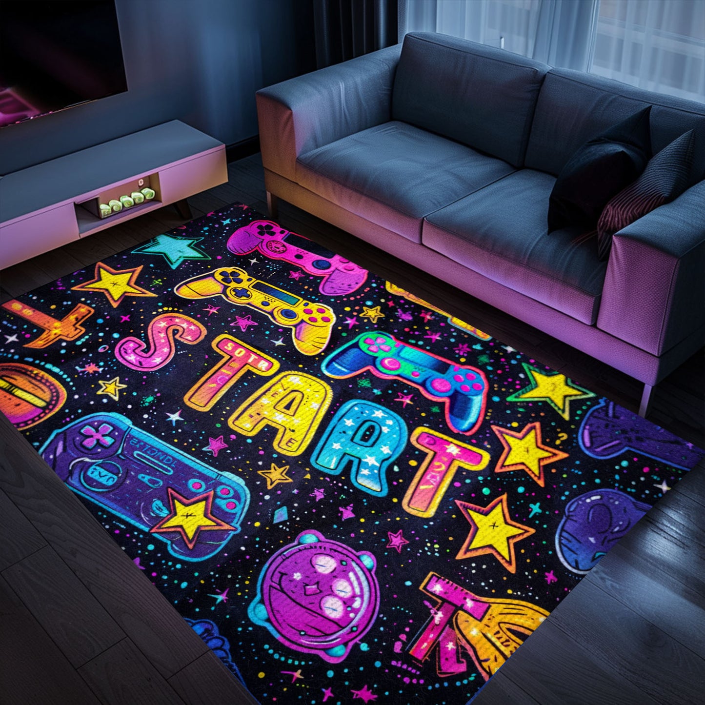 Immerse Yourself in Retro Gaming Culture with 80s Game Controller Design Room Rugs, Perfect for Gamers, Arcade Decor, Gift for Gamers, Video Game Lovers G195