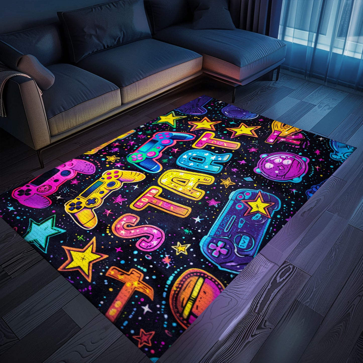 Immerse Yourself in Retro Gaming Culture with 80s Game Controller Design Room Rugs, Perfect for Gamers, Arcade Decor, Gift for Gamers, Video Game Lovers G195