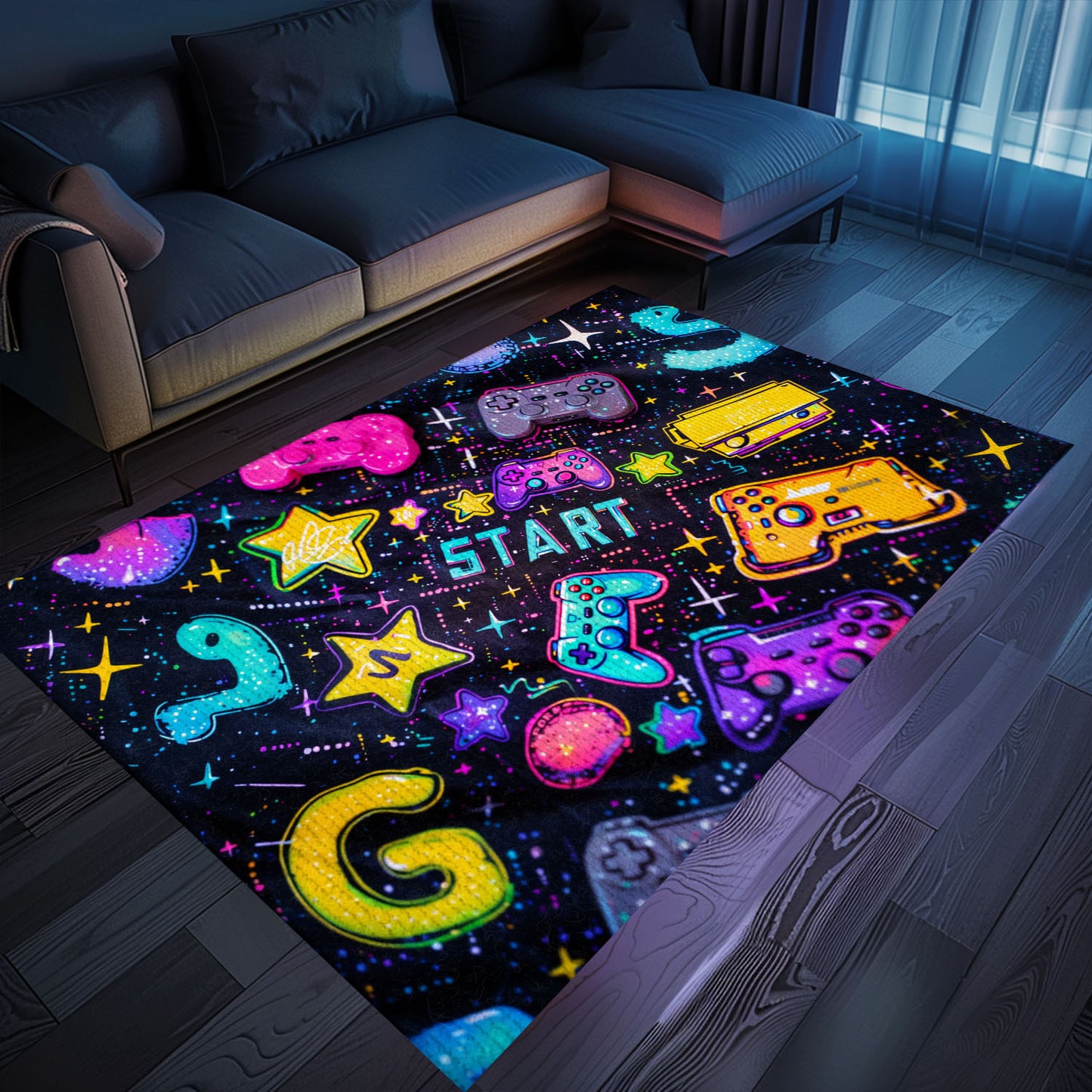 Transform Your Room into an Arcade Oasis with 80s Game Controller Themed Rugs, Ideal Gift for Gamers, Arcade Decor, Gift for Gamers, Video Game Lovers G192