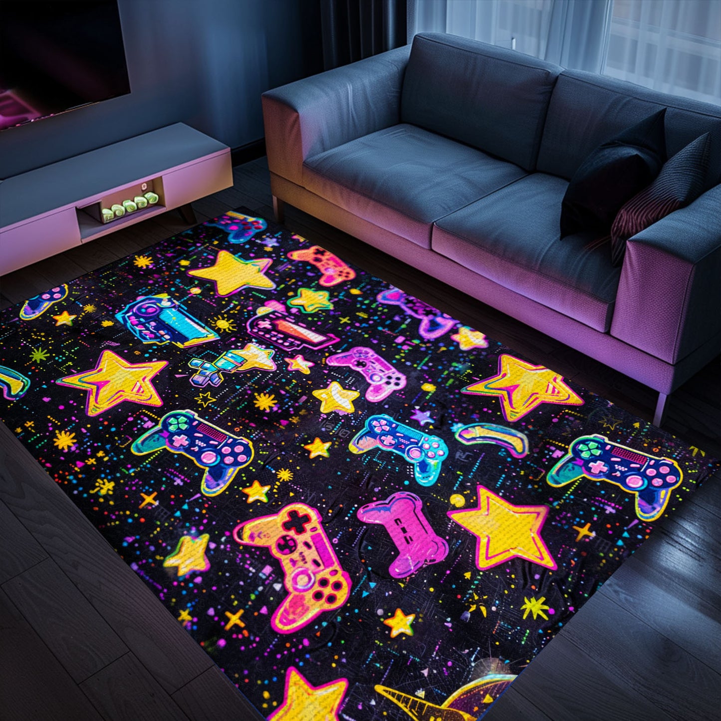 Bring the Arcade Home with 80s Game Controller Design Room Rugs, Perfect Gift for Gamers, Arcade Decor, Gift for Gamers, Video Game Lovers G187