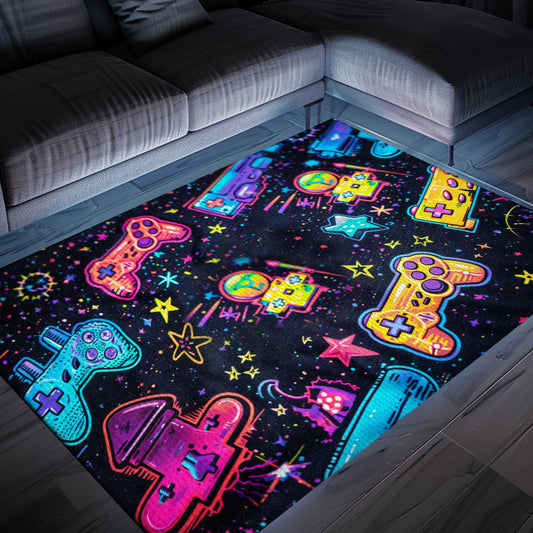 Infuse Your Living Space with Retro Charm: 80s Game Controller Inspired Room Rugs for Gaming Enthusiasts, Arcade Decor, Gift for Gamers, Video Game Lovers G186