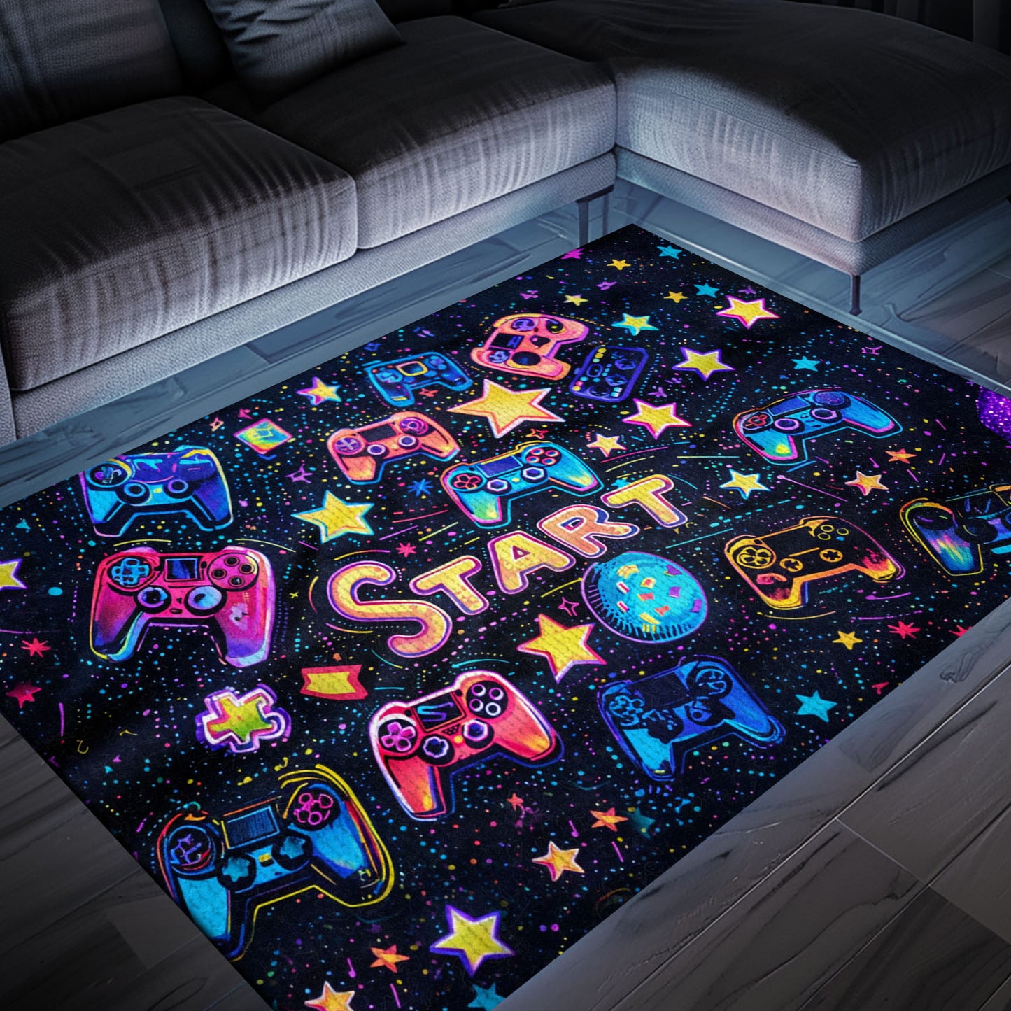 Level Up Your Decor with 80s Game Controller Patterned Rugs, Transforming Any Room into a Gaming Haven, Arcade Decor, Gift for Gamers, Video Game Lovers G185