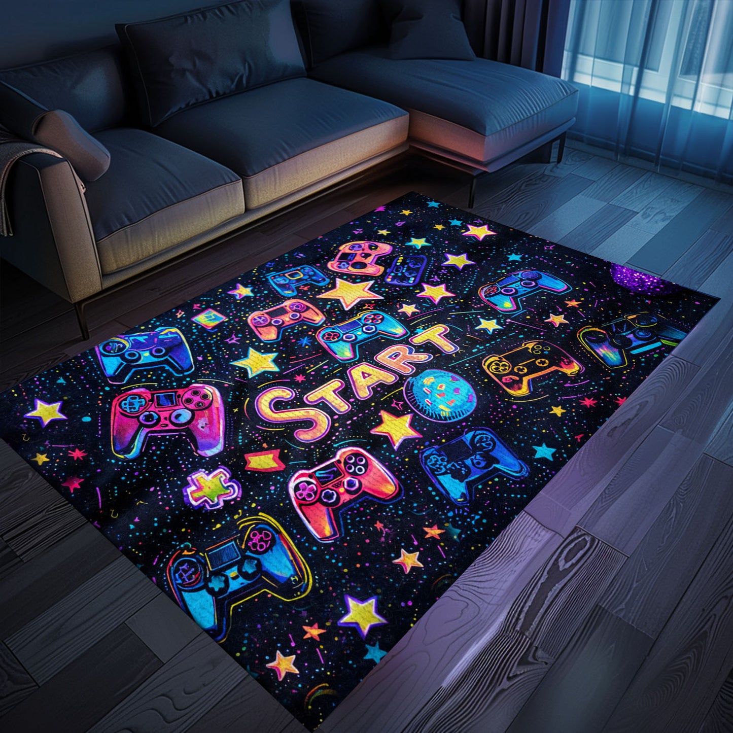 Level Up Your Decor with 80s Game Controller Patterned Rugs, Transforming Any Room into a Gaming Haven, Arcade Decor, Gift for Gamers, Video Game Lovers G185