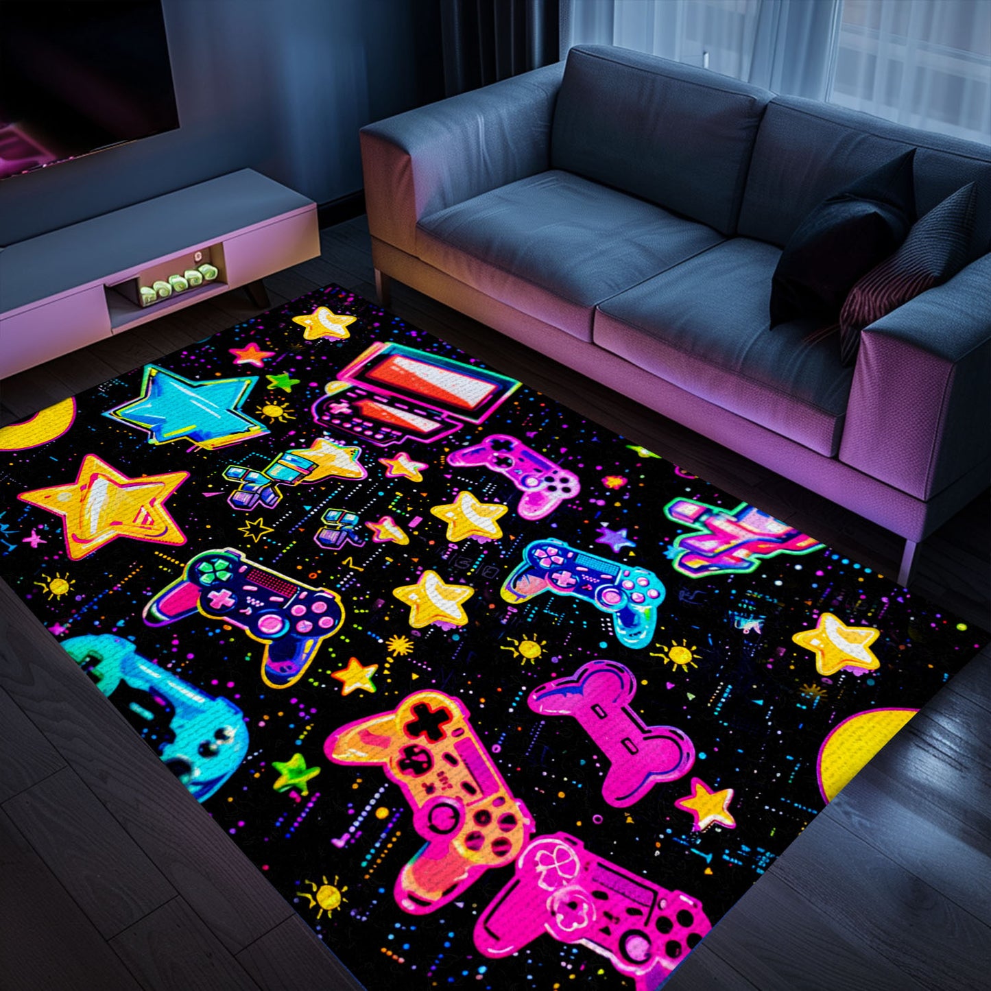 Immerse Yourself in Gaming Paradise with 80s Game Controller Room Rugs, a Gamer's Dream Addition, Arcade Decor, Gift for Gamers, Video Game Lovers G184