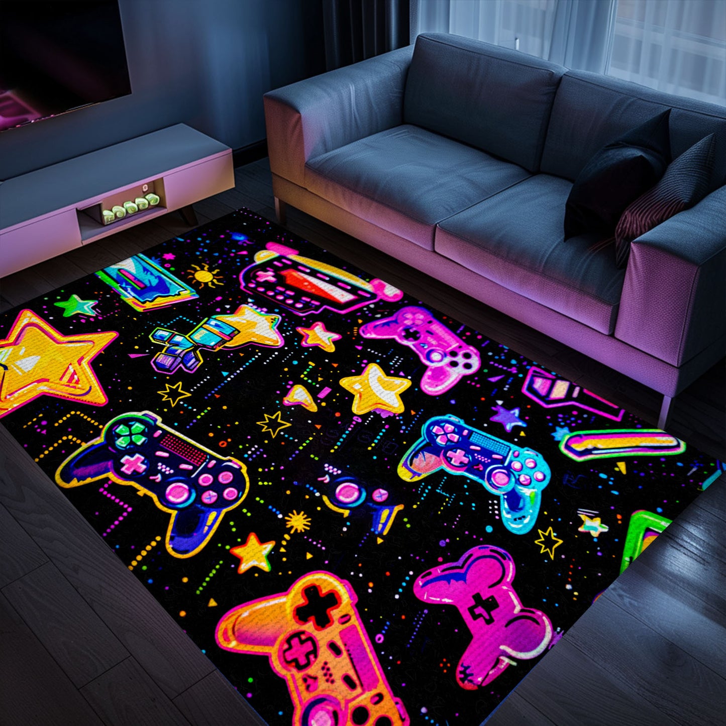Revitalize Your Living Space with 80s Game Controller Inspired Rugs, Perfect for Gaming Enthusiasts' Rooms, Arcade Decor, Gift for Gamers, Video Game Lovers G181