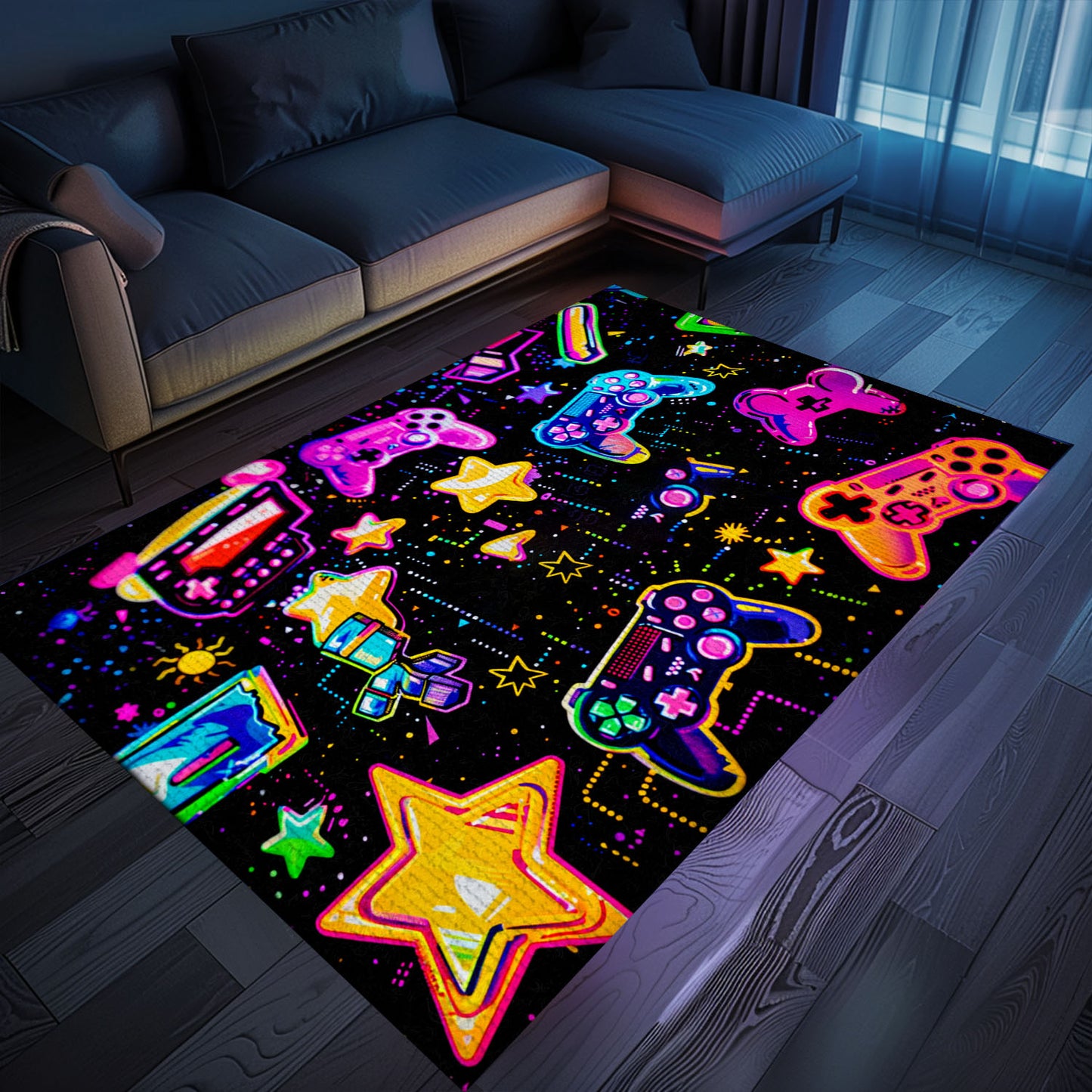 Revitalize Your Living Space with 80s Game Controller Inspired Rugs, Perfect for Gaming Enthusiasts' Rooms, Arcade Decor, Gift for Gamers, Video Game Lovers G181