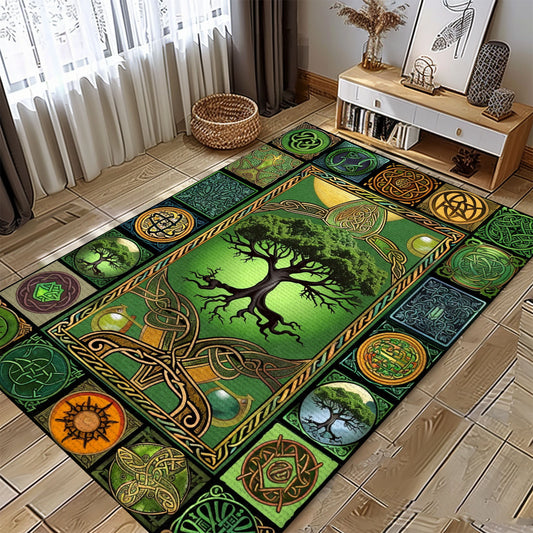 Mythological Viking Area Rug Featuring Celtic Tree of Life Symbol, Personalized Carpet Viking, Viking Area Rugs for Living Room, Viking Carpet Bedroom, Popular Rug Full Size (3x5, 4x6, 5x8) V39