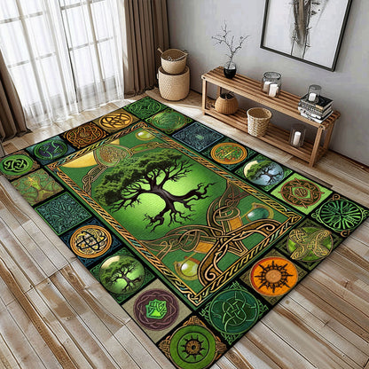 Mythological Viking Area Rug Featuring Celtic Tree of Life Symbol, Personalized Carpet Viking, Viking Area Rugs for Living Room, Viking Carpet Bedroom, Popular Rug Full Size (3x5, 4x6, 5x8) V39