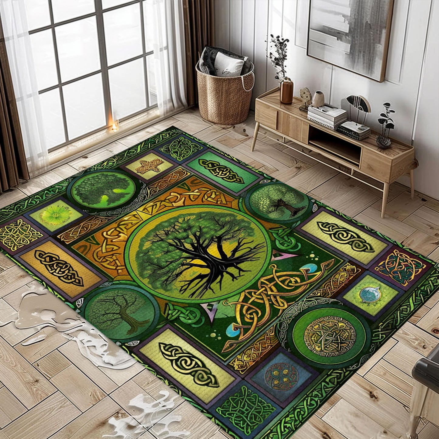 Norse Mythology-Inspired Celtic Tree of Life Rug for Home, Personalized Carpet Viking, Viking Area Rugs for Living Room, Viking Carpet Bedroom, Popular Rug Full Size (3x5, 4x6, 5x8) V37