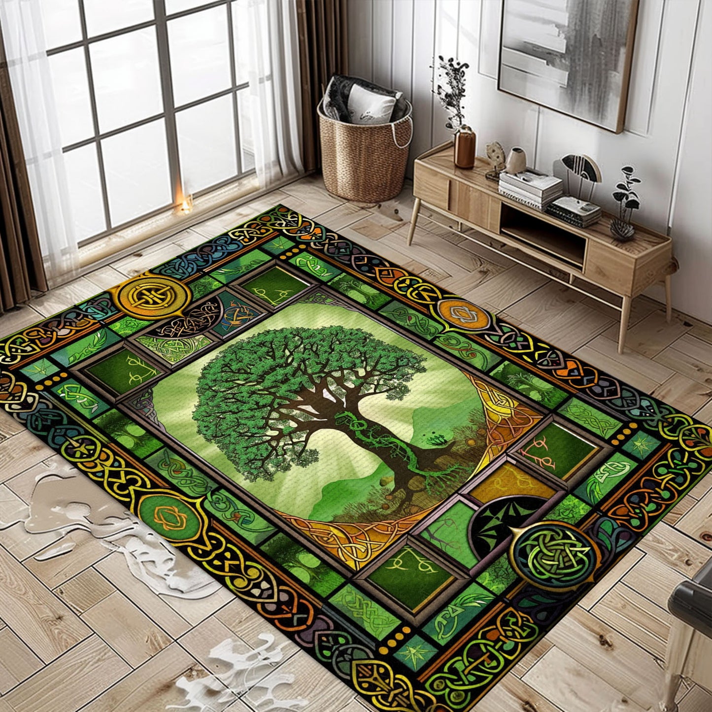 Viking Area Rug Depicting Celtic Tree of Life Symbol, Personalized Carpet Viking, Viking Area Rugs for Living Room, Viking Carpet Bedroom, Popular Rug Full Size (3x5, 4x6, 5x8) V36