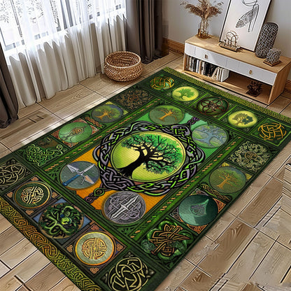 Viking Celtic Tree of Life Area Rug: Unique Symbolic Accent, Personalized Carpet Viking, Viking Area Rugs for Living Room, Viking Carpet Bedroom, Popular Rug Full Size (3x5, 4x6, 5x8) V34