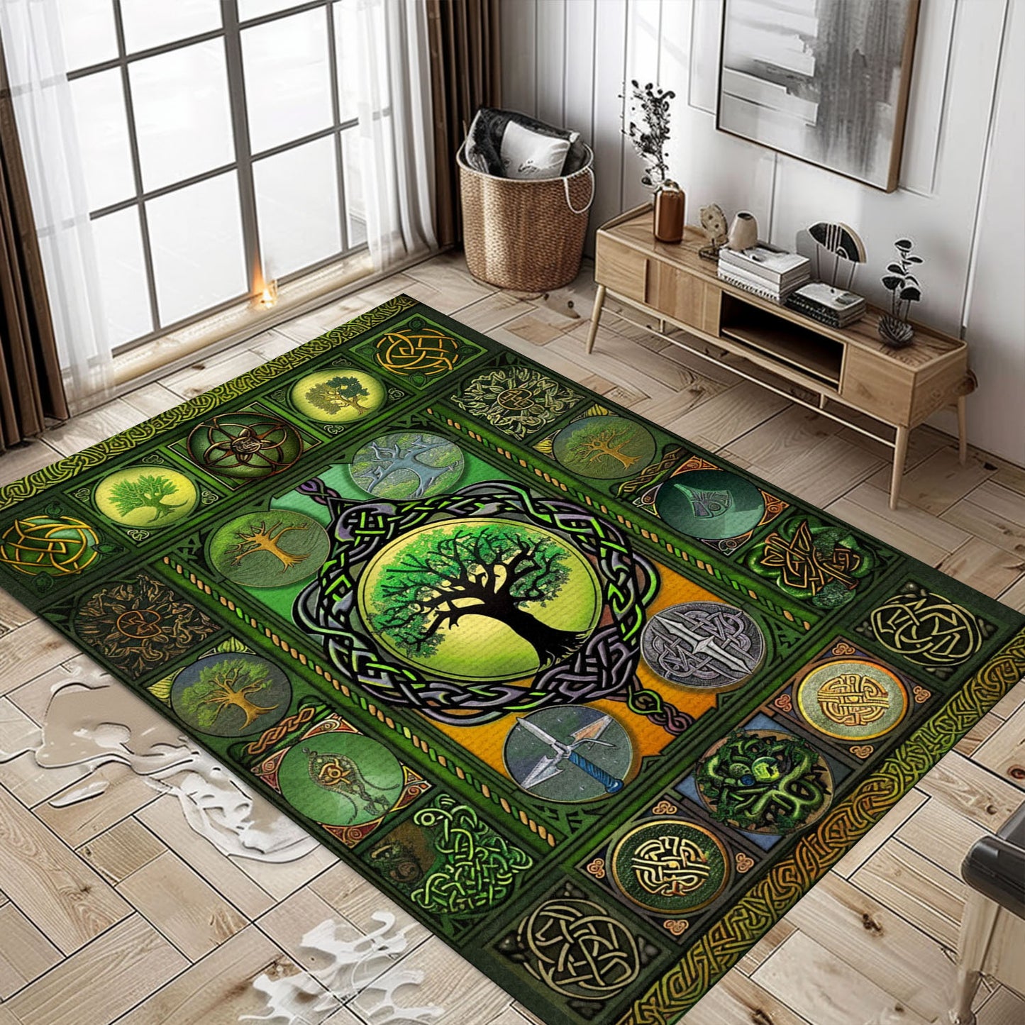 Viking Celtic Tree of Life Area Rug: Unique Symbolic Accent, Personalized Carpet Viking, Viking Area Rugs for Living Room, Viking Carpet Bedroom, Popular Rug Full Size (3x5, 4x6, 5x8) V34