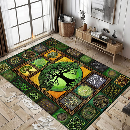 Mythical Viking Area Rug with Celtic Tree of Life Design, Personalized Carpet Viking, Viking Area Rugs for Living Room, Viking Carpet Bedroom, Popular Rug Full Size (3x5, 4x6, 5x8) V33