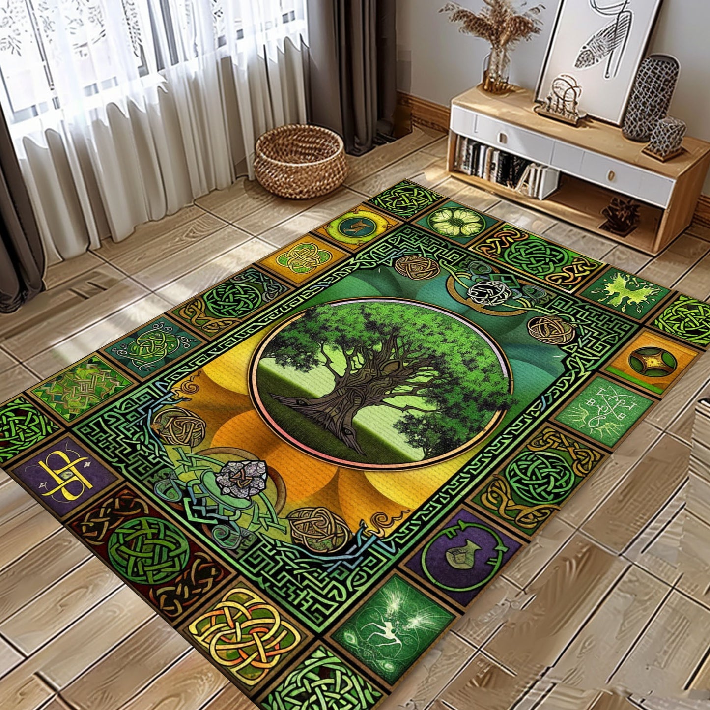 Celtic Tree of Life Viking Area Rug: Mythological Decor Piece, Personalized Carpet Viking, Viking Area Rugs for Living Room, Viking Carpet Bedroom, Popular Rug Full Size (3x5, 4x6, 5x8) V32