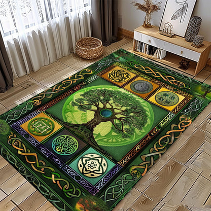 Norse Mythology-Inspired Viking Celtic Tree of Life Rug, Personalized Carpet Viking, Viking Area Rugs for Living Room, Viking Carpet Bedroom, Popular Rug Full Size (3x5, 4x6, 5x8) V31