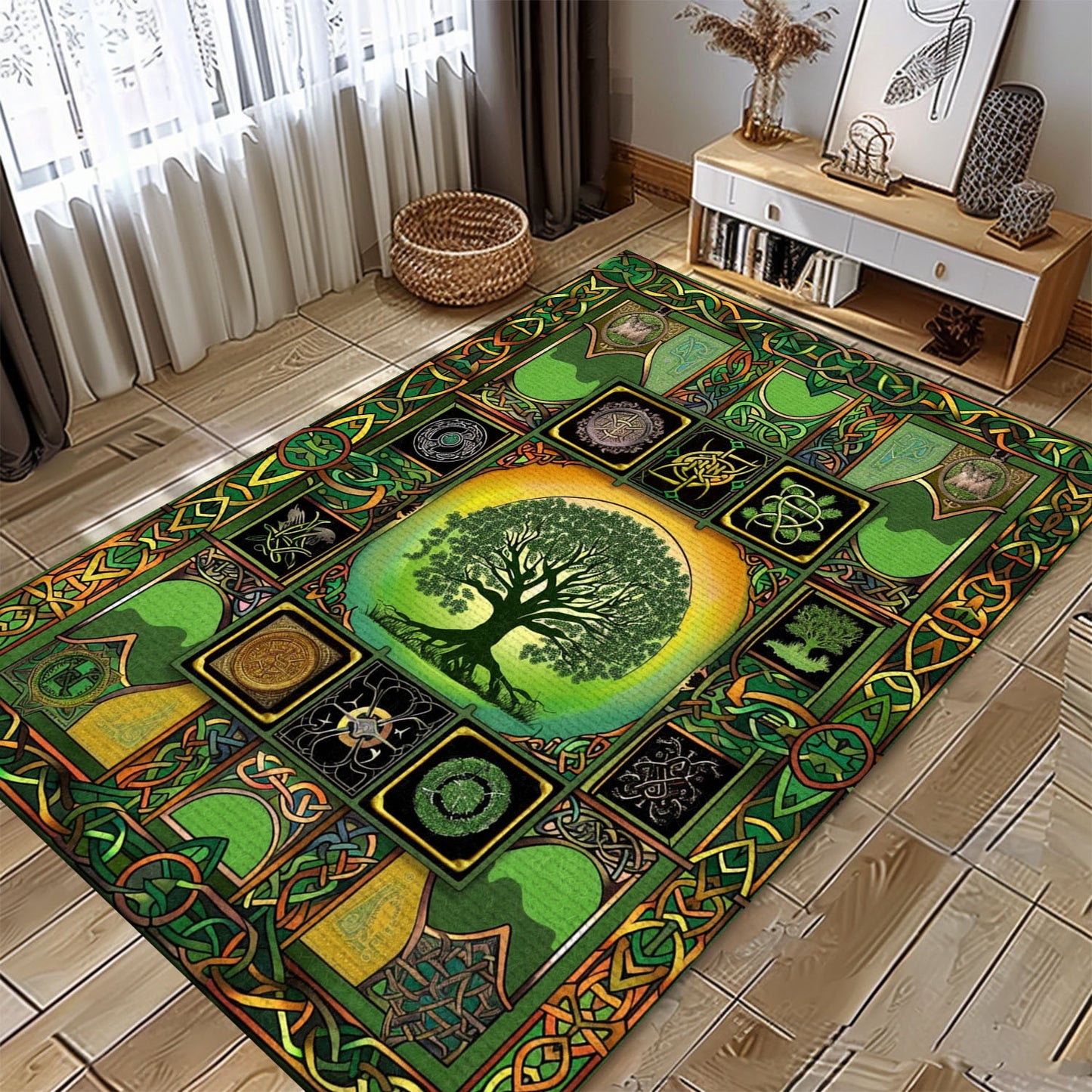 Viking Area Rug: Mythical Symbolism of Celtic Tree of Life, Personalized Carpet Viking, Viking Area Rugs for Living Room, Viking Carpet Bedroom, Popular Rug Full Size (3x5, 4x6, 5x8) V30