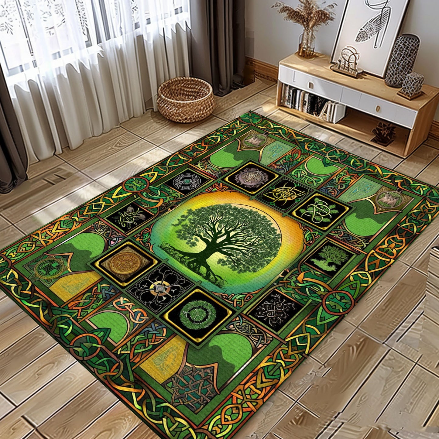 Viking Area Rug: Mythical Symbolism of Celtic Tree of Life, Personalized Carpet Viking, Viking Area Rugs for Living Room, Viking Carpet Bedroom, Popular Rug Full Size (3x5, 4x6, 5x8) V30