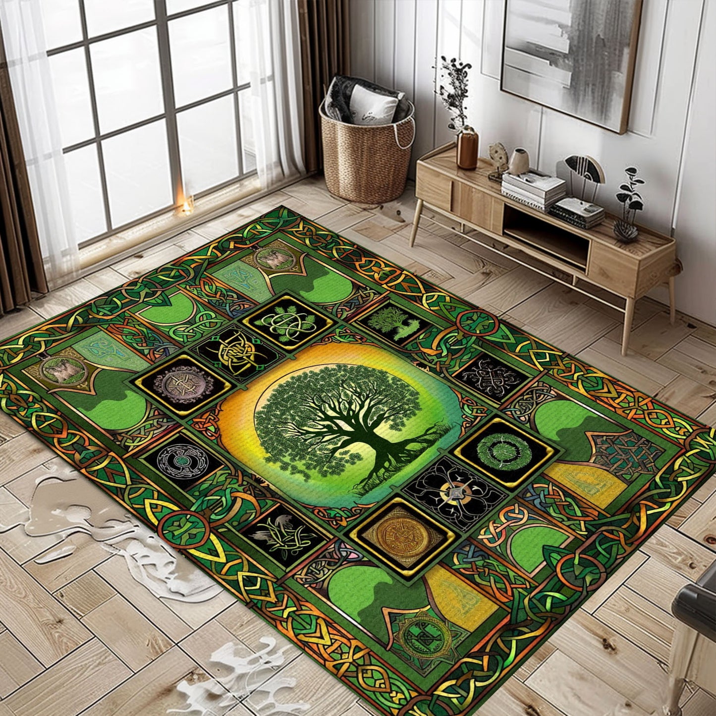 Viking Area Rug: Mythical Symbolism of Celtic Tree of Life, Personalized Carpet Viking, Viking Area Rugs for Living Room, Viking Carpet Bedroom, Popular Rug Full Size (3x5, 4x6, 5x8) V30