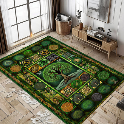 Viking Area Rug with Norse Mythology Influence and Celtic Tree of Life, Personalized Carpet Viking, Popular Rug Full Size (3x5, 4x6, 5x8) V40