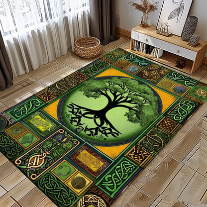 Symbolic Viking Area Rug with Intricate Celtic Tree of Life Pattern, Personalized Carpet Viking, Viking Area Rugs for Living Room, Viking Carpet Bedroom, Popular Rug Full Size (3x5, 4x6, 5x8) V28